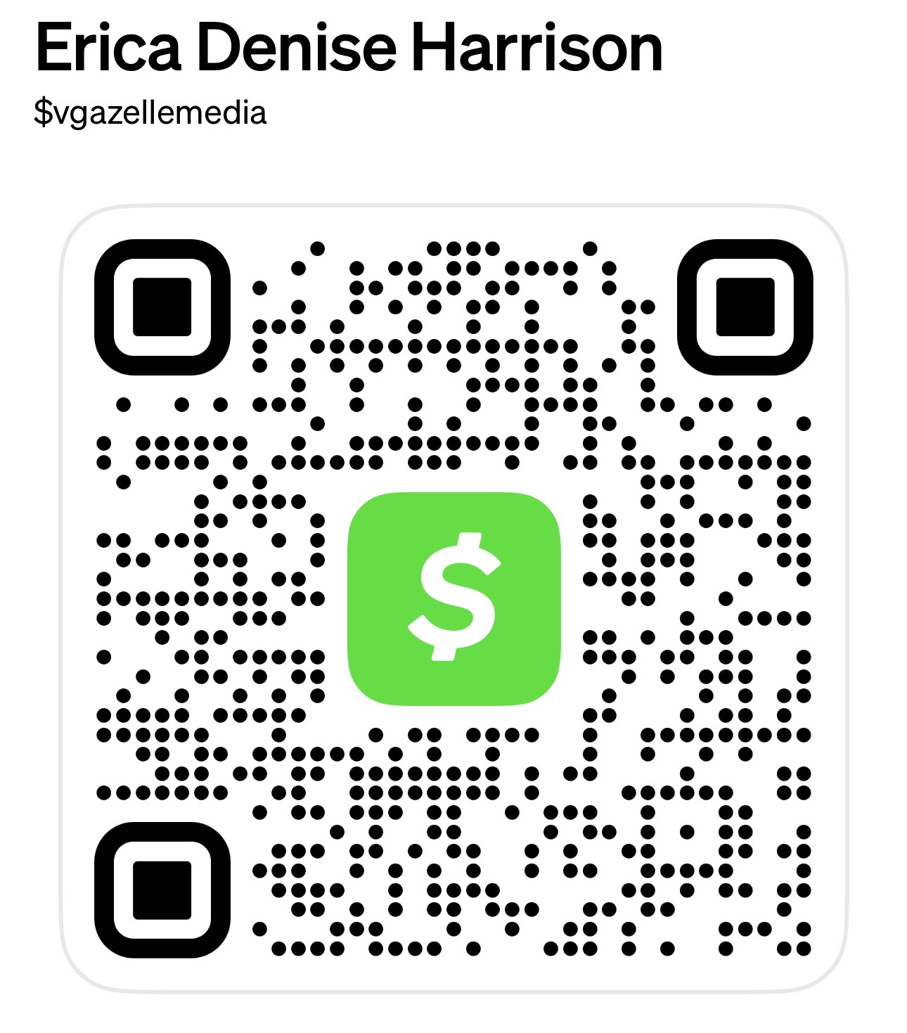 Cash App QR code for $vgazellemedia